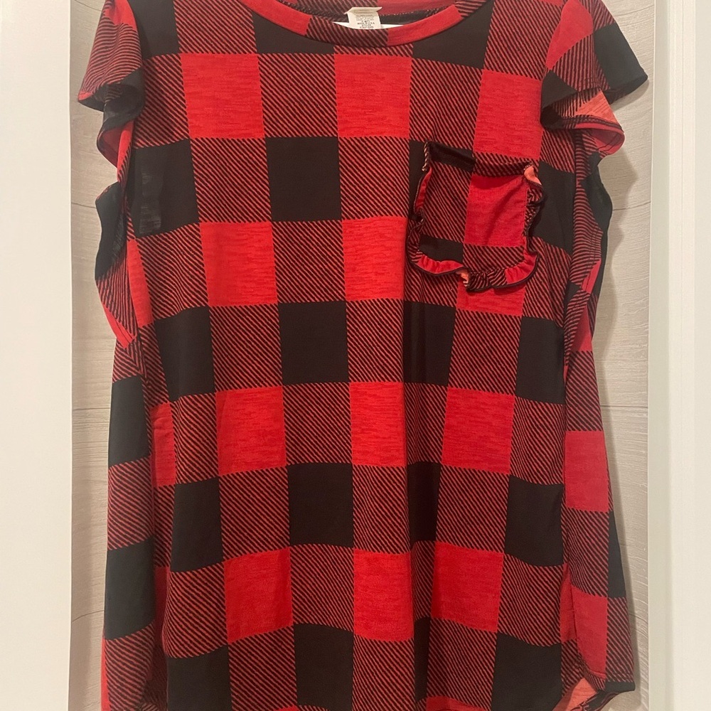 Brand New Sew In LoveRed And Black Checkered Shirt